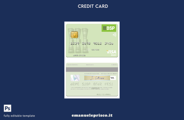 modello di carta di debito visto BSP Bank delle Isole Salomone in stile verifica